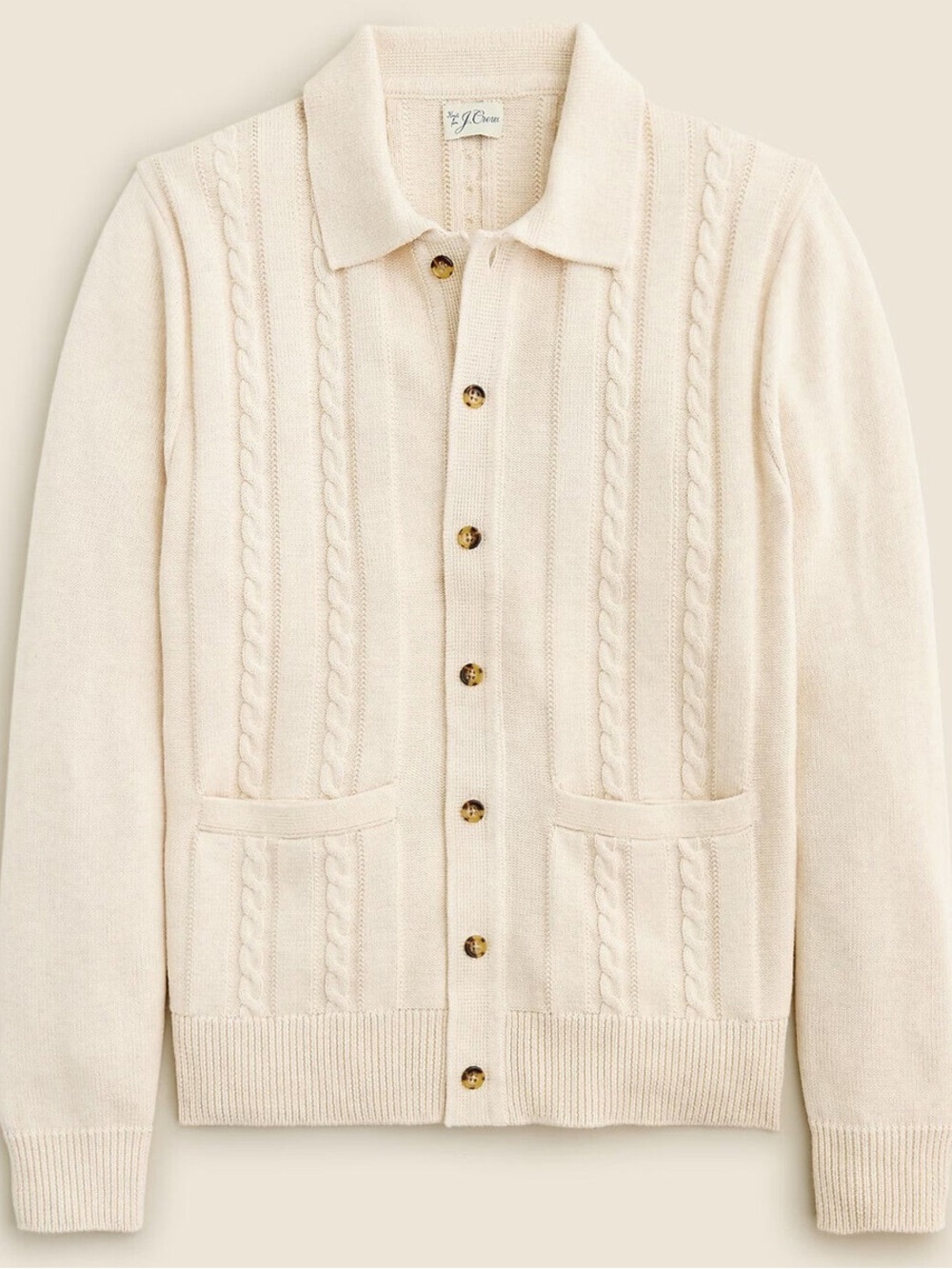 J.Crew Men's Heritage Cotton Cable-Knit Cardigan Sweater Polo